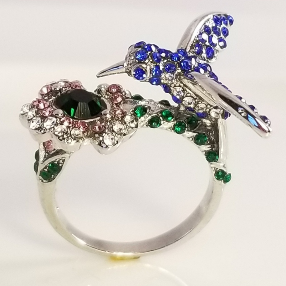 3ct Ruby Pink Sapphire Humminbird Ring 925 Silver